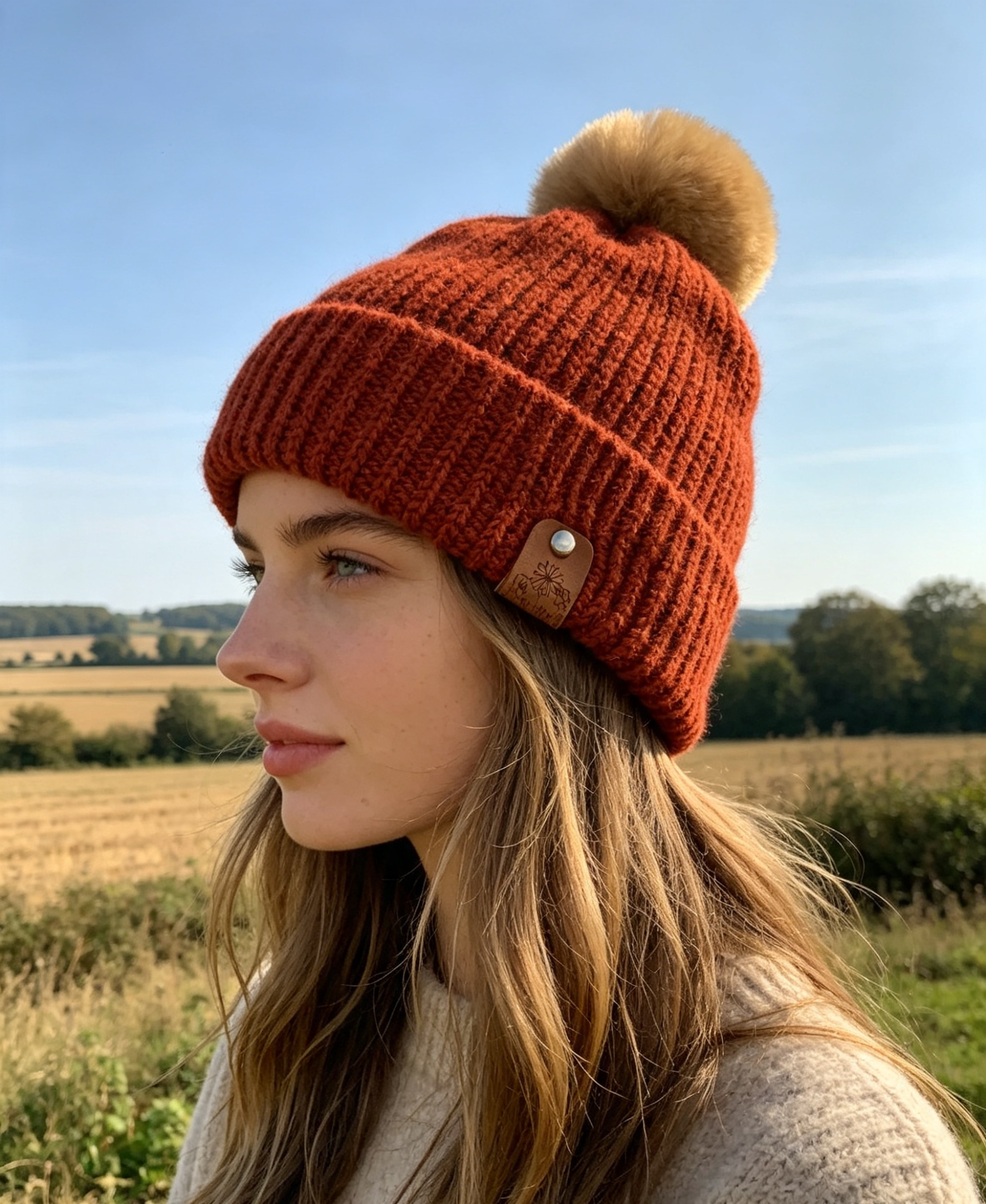 Orange Ribbed Beanie XS