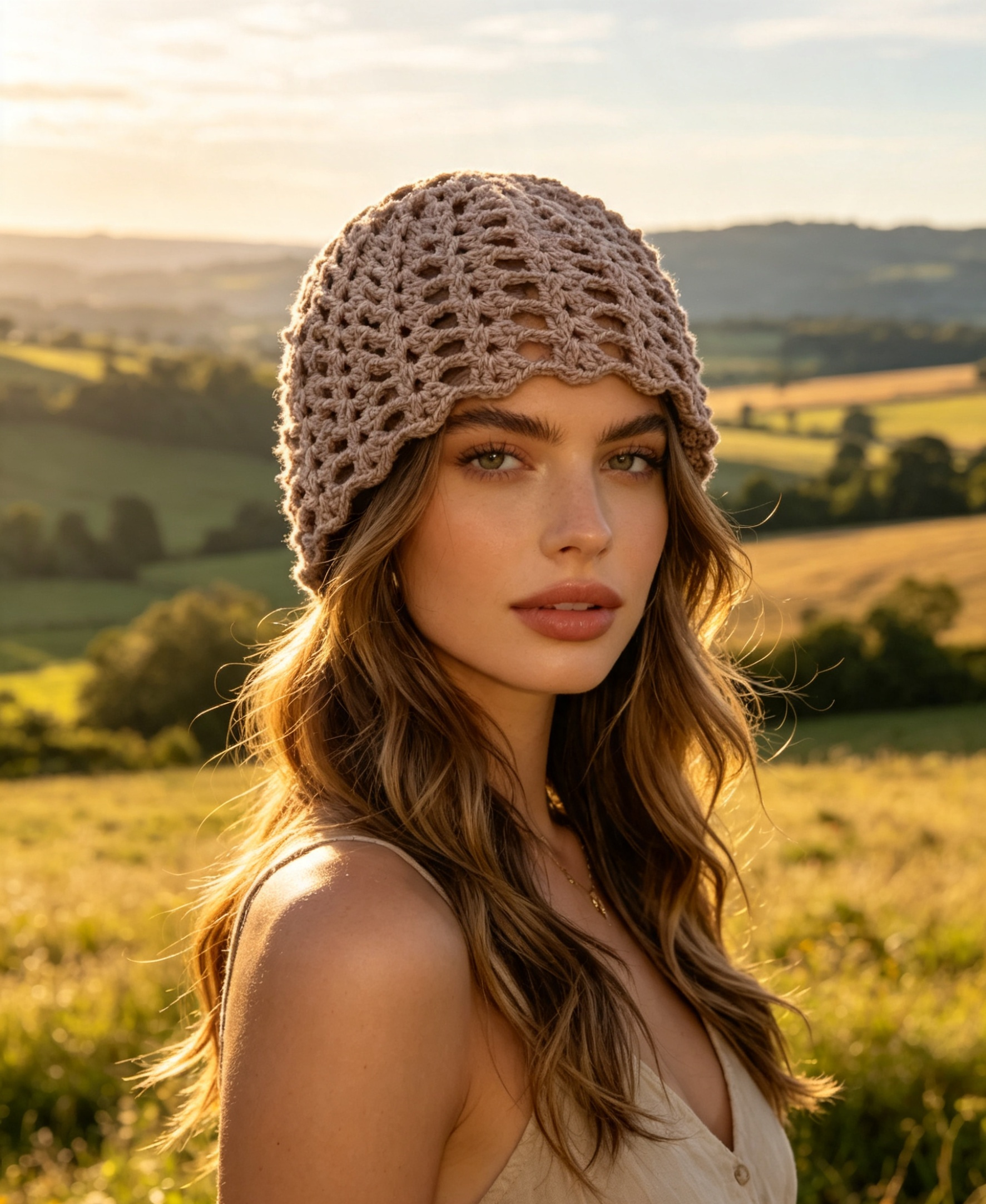 Lilac Grey Boho Beanie