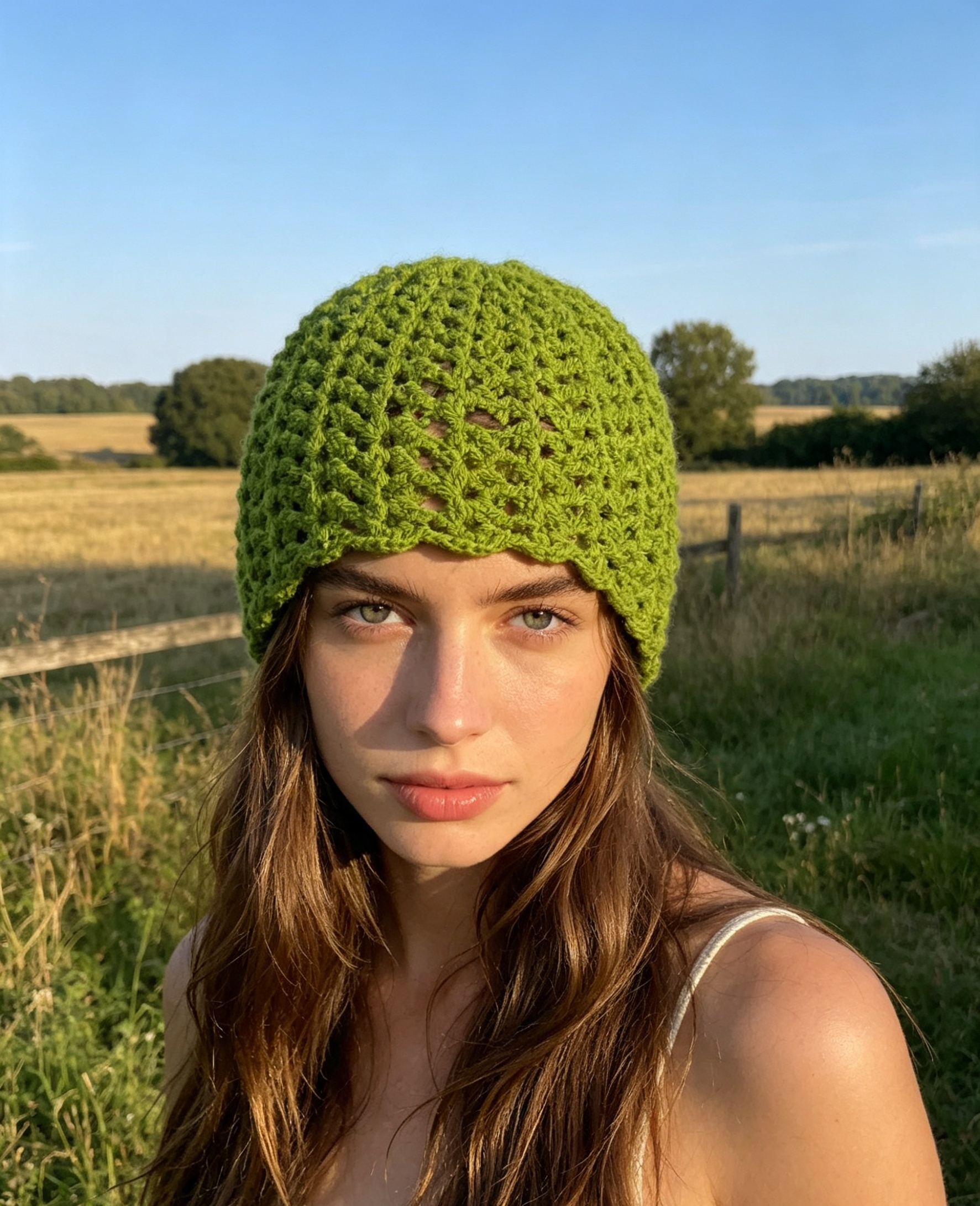 Lime Boho Beanie