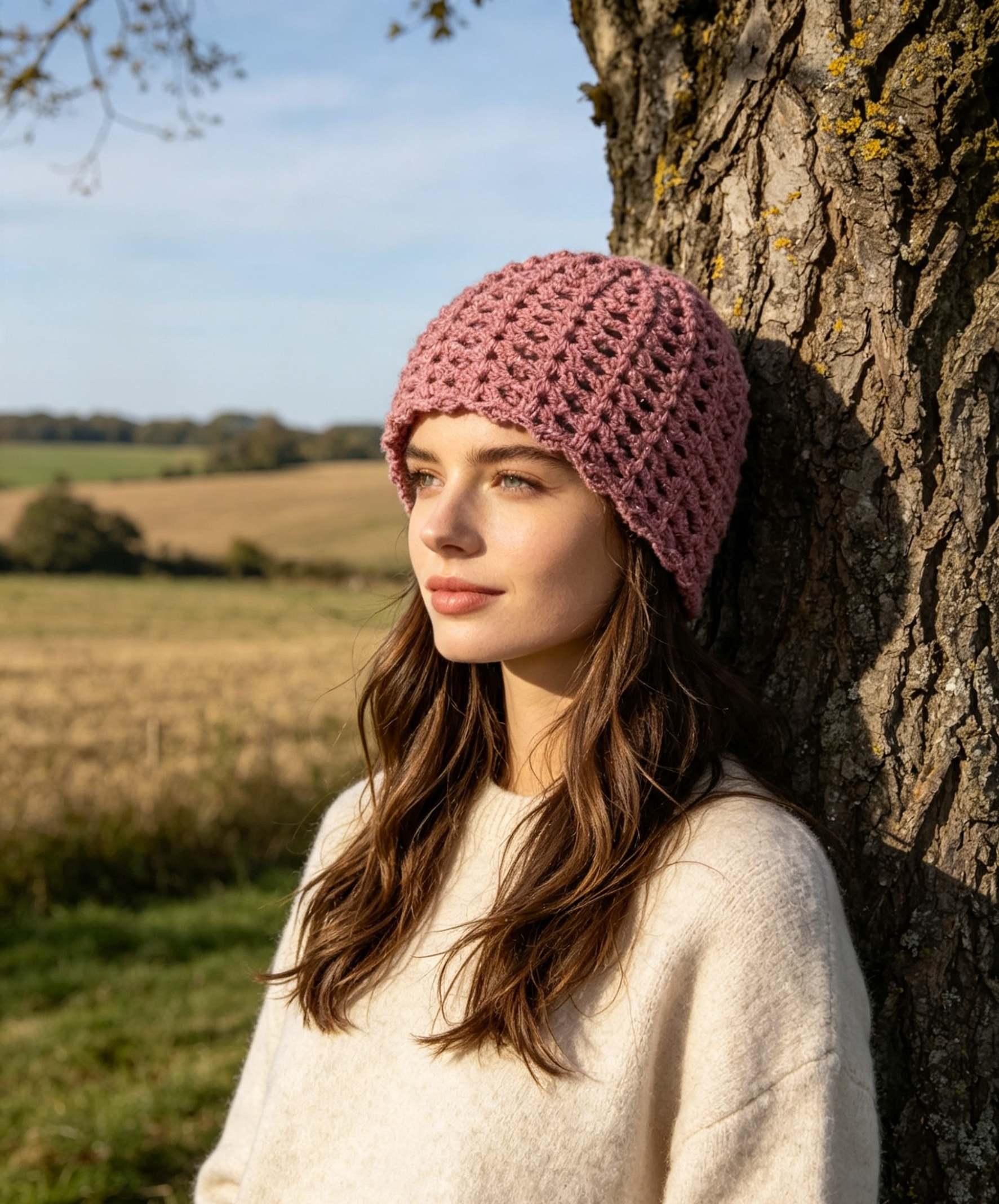 Pink Sparkle Boho Beanie S