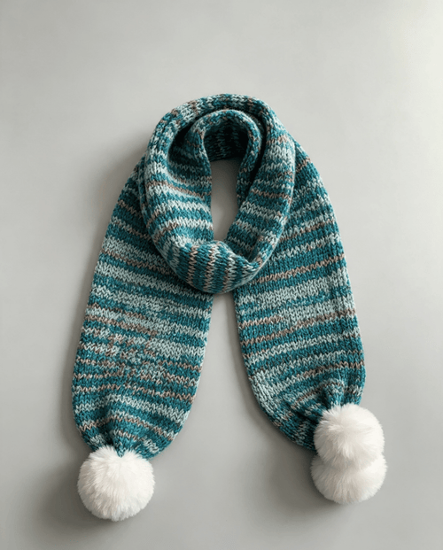 Aqua Boho Scarf S - Hand-Knitted Acrylic Scarf by Sarah Wadley Creations - Sarah Wadley Creations