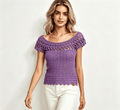 Handmade Mauve Purple Boat Neck Boho Top — Women's Institute Acrylic, Small - Sarah Wadley Creations