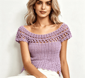 Lilac Boho Boat Neck Top (Size Small) - Sarah Wadley Creations