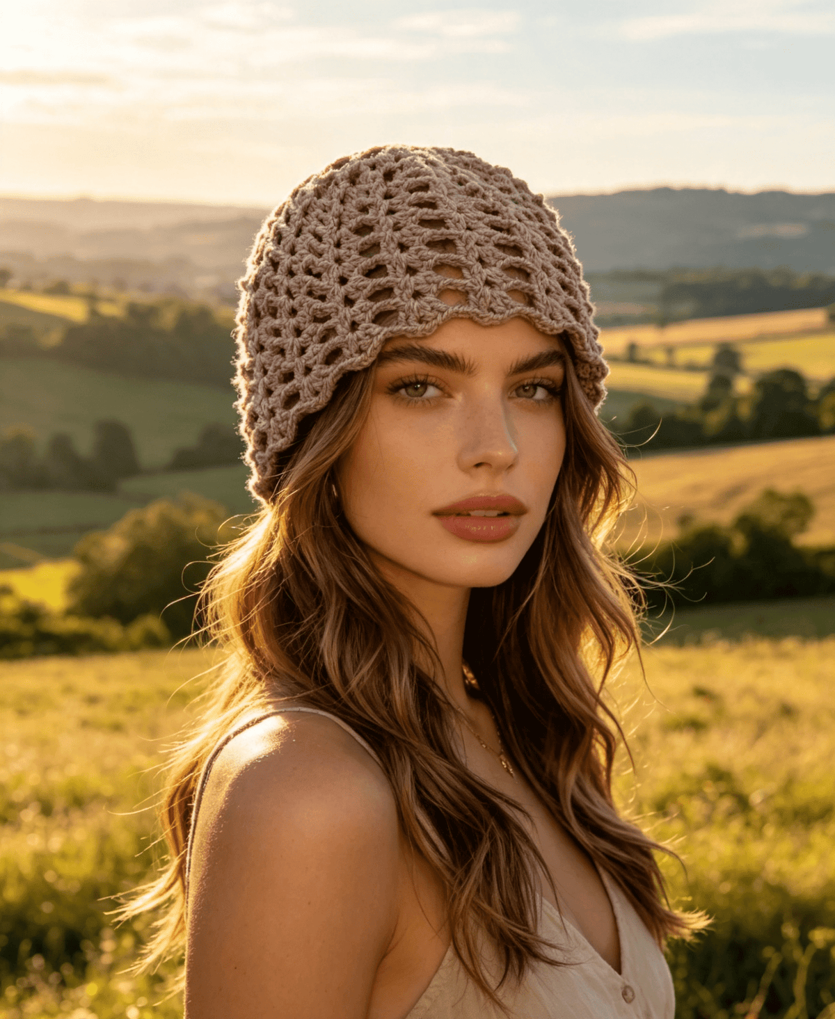 Lilac Grey Boho Beanie - Handmade Women's Institute Acrylic Beanie - Sarah Wadley Creations