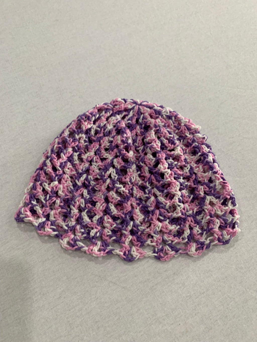 Lilac Print Beanie by Sarah Wadley Creations — Handmade Soft Acrylic Shell Stitch - Sarah Wadley Creations