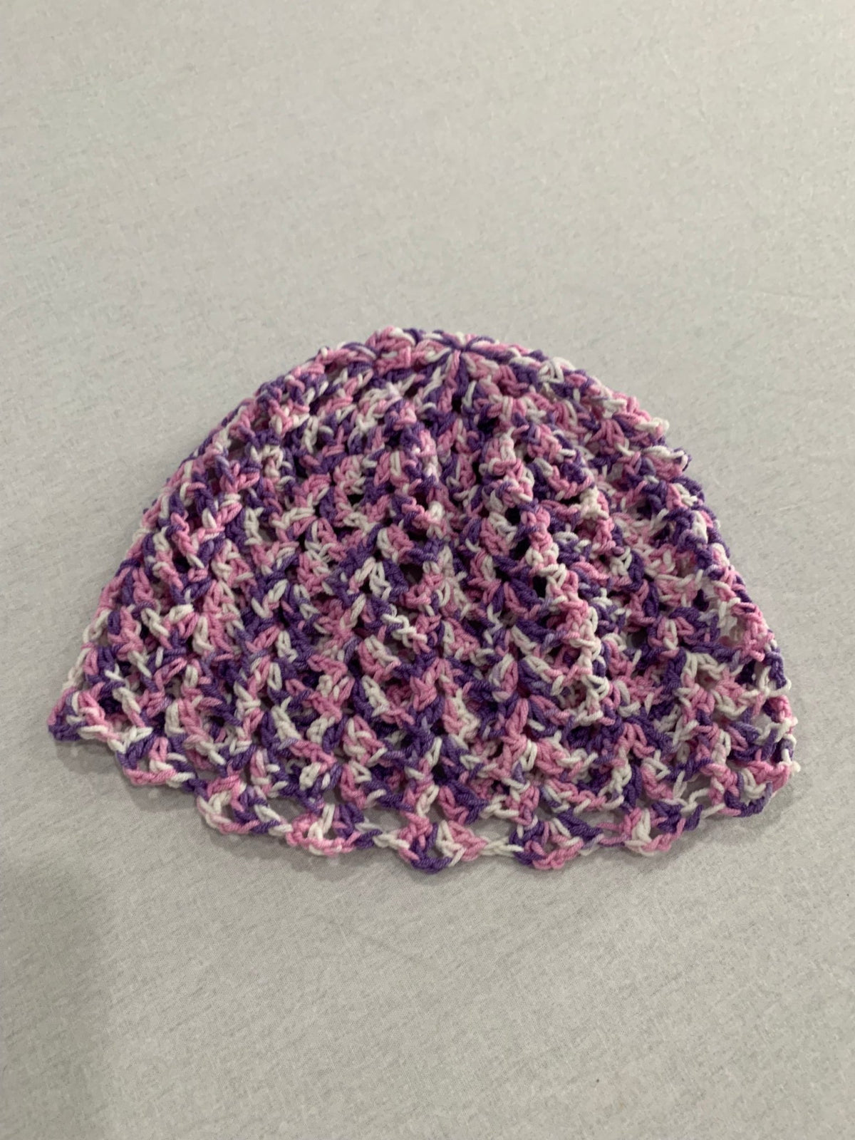 Lilac Print Beanie by Sarah Wadley Creations — Handmade Soft Acrylic Shell Stitch - Sarah Wadley Creations