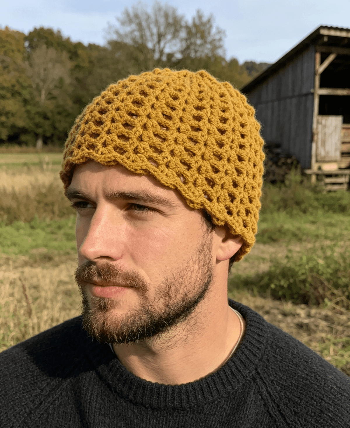 Mustard Boho Beanie — Handmade Women's Institute Acrylic Small Beanie - Sarah Wadley Creations