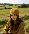 Mustard Boho Beanie — Handmade Women's Institute Acrylic Small Beanie - Sarah Wadley Creations