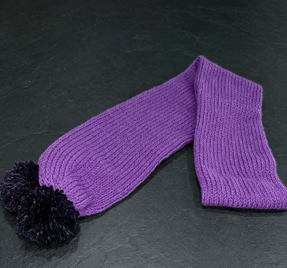 Purple Pom Pom Scarf — Handmade Women's Institute Acrylic Yarn - Sarah Wadley Creations