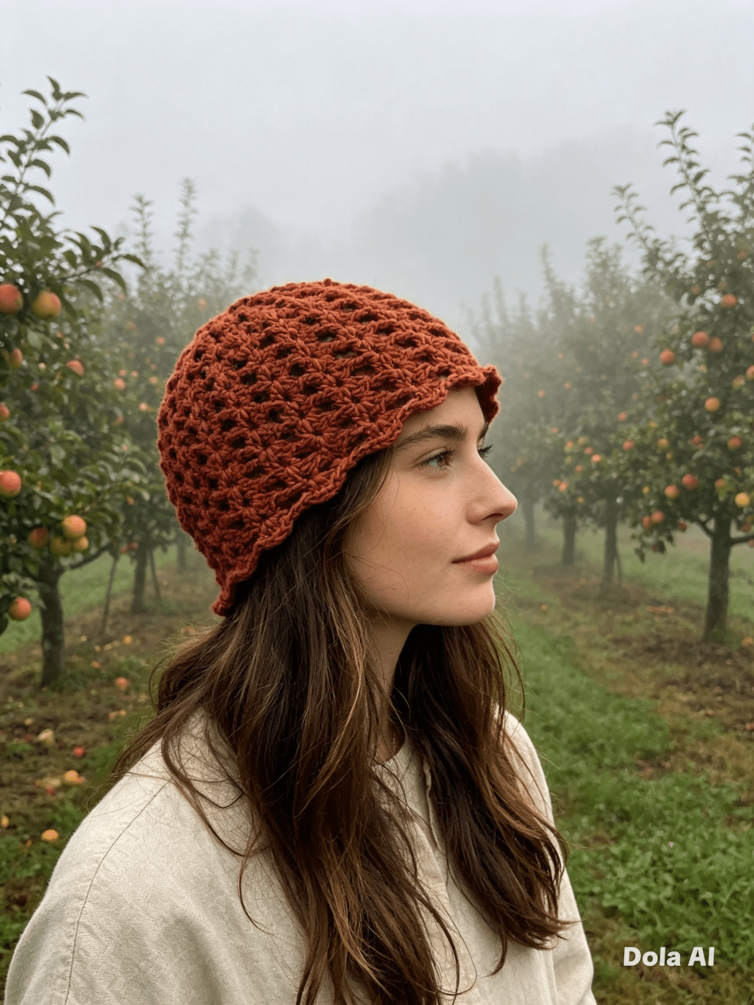 Rustic Brown Mohair Beanie - Handmade Soft Slightly Furry Knit - Sarah Wadley Creations