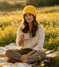 Sunflower Yellow Beanie - Sarah Wadley Creations