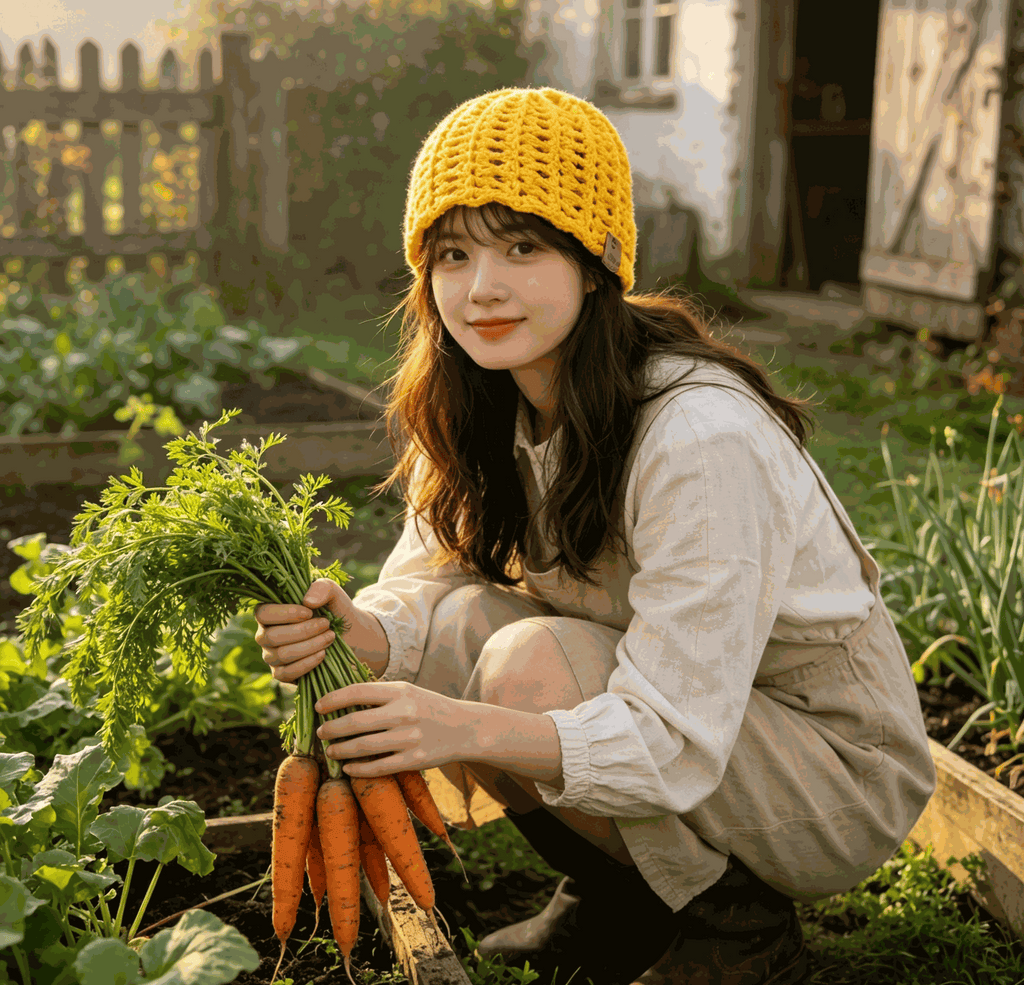 Sunflower Yellow Beanie - Sarah Wadley Creations