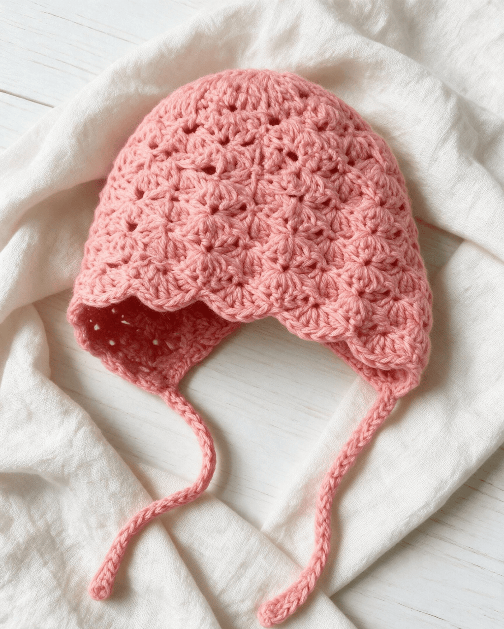 Vintage Pink Baby Bonnet - Newborn (0-3 Months) - Sarah Wadley Creations