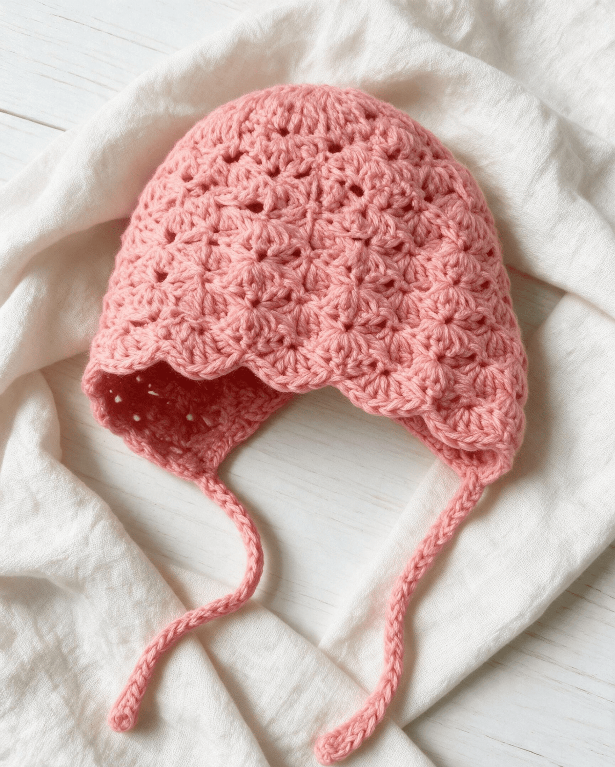 Vintage Pink Baby Bonnet - Newborn (0-3 Months) - Sarah Wadley Creations